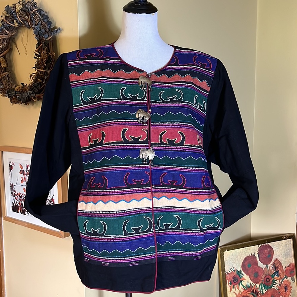 Boutique Brand Size XXL SouthWest Embroidered Indigenous Color Art Elephant NEW